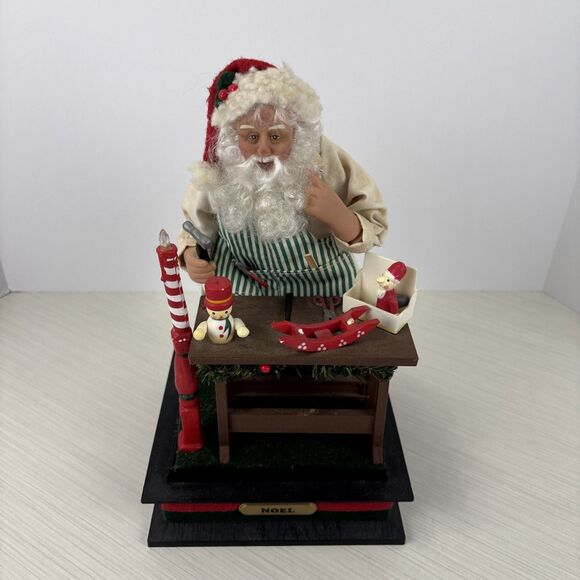 VTG Holiday Creations Santa Clause Noel Workbench Musical Workshop Tested - Picture 1 of 7